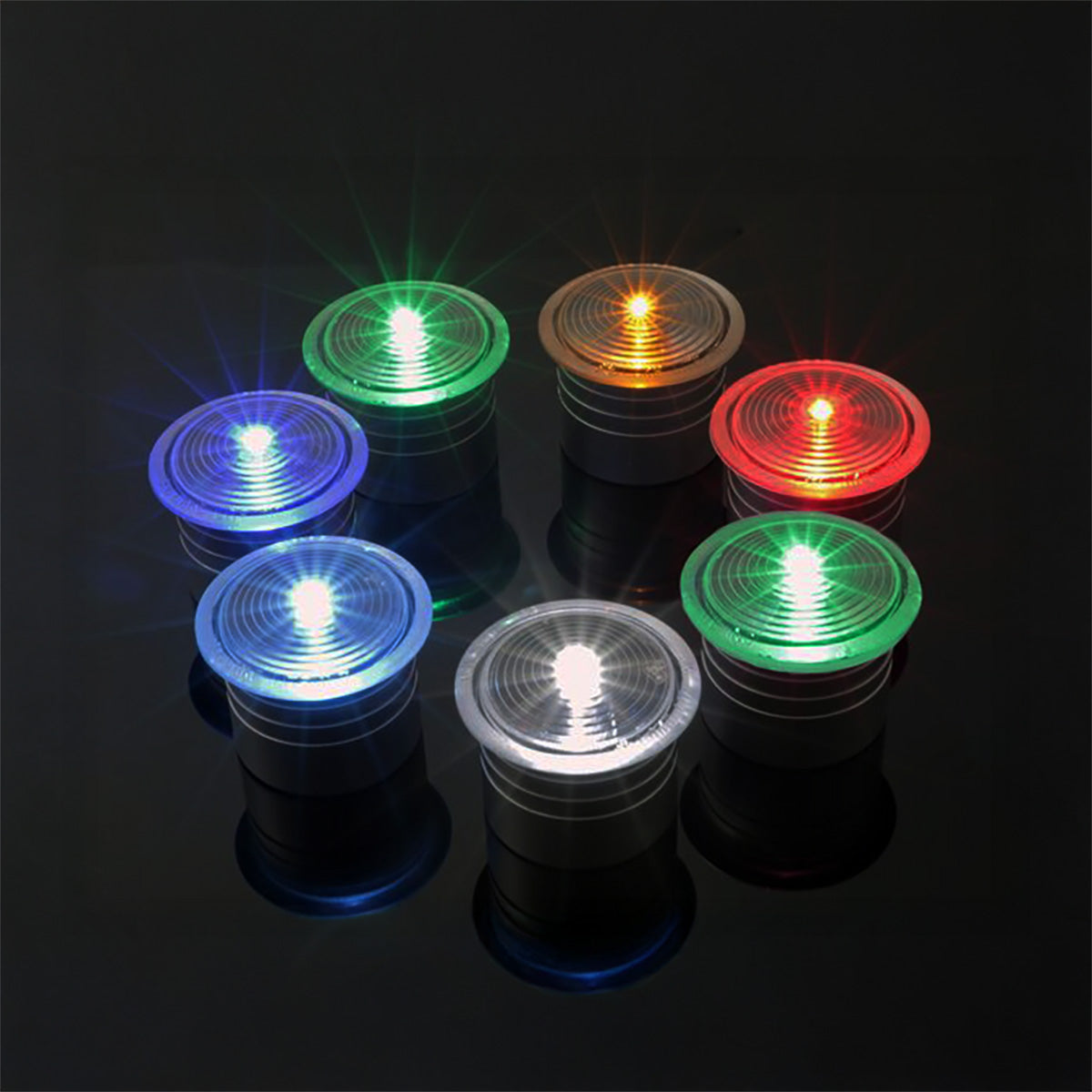 Set of colorful LED lights on a dark background