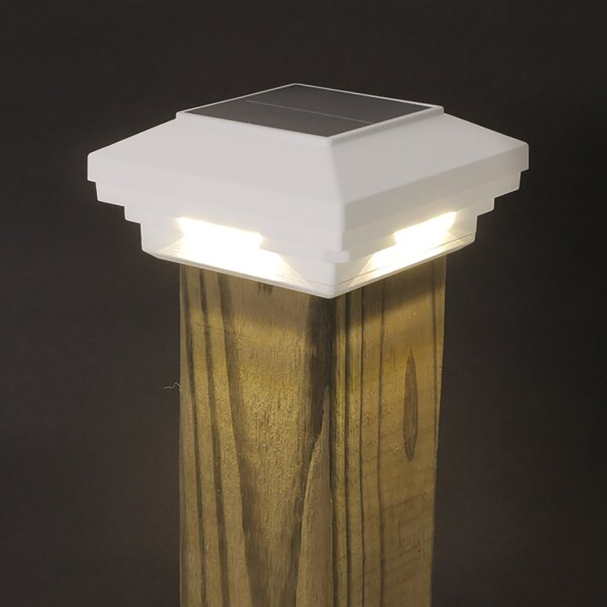 3½ in x 3½ in. (4 in. x 4 in. Wood) White Solar Post Cap Light - White LED