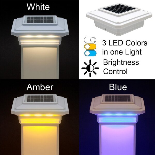 4 in. x 4 in. Solar Post Cap Light - 3 LED Colors