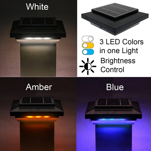 5½ in. x 5½ in. Solar Post Cap Light for Azek | Trex | Wood - 3 LED Colors Changing