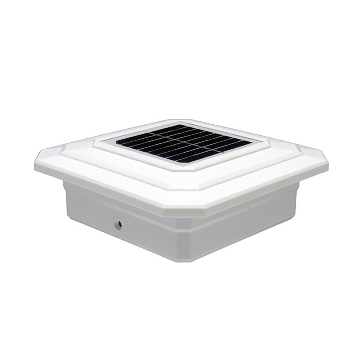 White 5-1/8 x 5-1/8 inch solar post cap light for TimberTech posts
