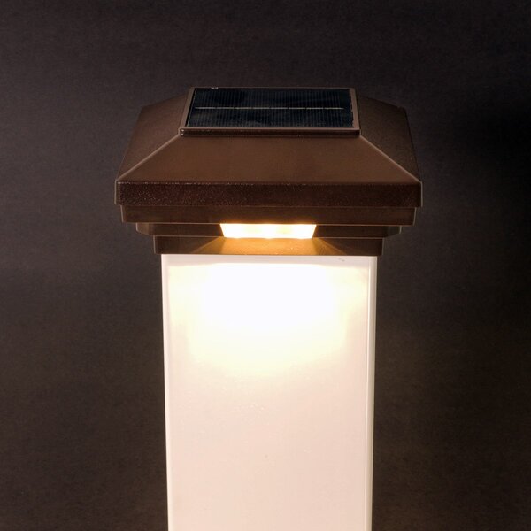 4 in. x 4 in. White Solar Post Cap Light - White LED