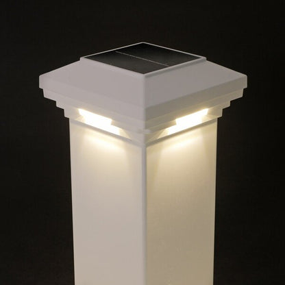4 in. x 4 in. White Solar Post Cap Light - White LED