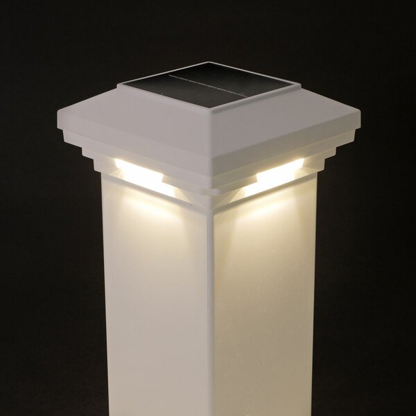 4 in. x 4 in. White Solar Post Cap Light - White LED