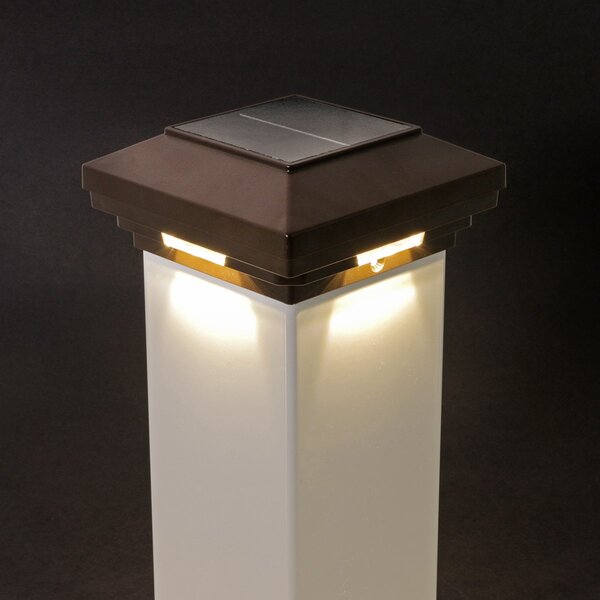 4 in. x 4 in. White Solar Post Cap Light - White LED