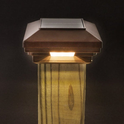 3½ in x 3½ in. (4 in. x 4 in. Wood) White Solar Post Cap Light - White LED