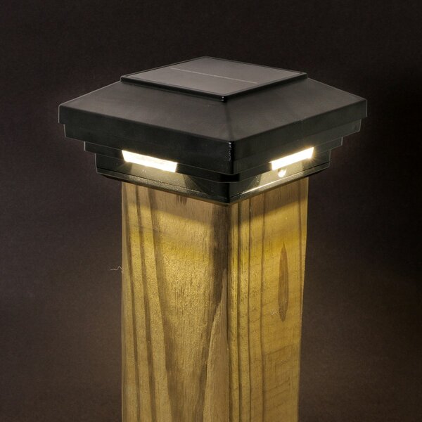3½ in x 3½ in. (4 in. x 4 in. Wood) White Solar Post Cap Light - White LED