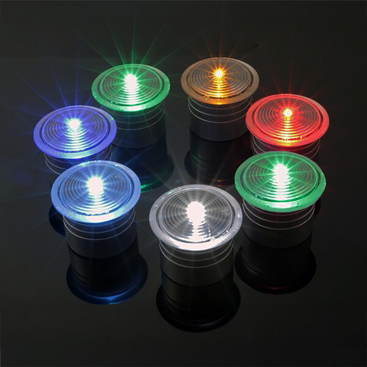 Set of colorful LED lights on a dark background