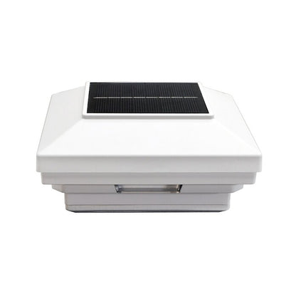 White solar light fixture with a solar panel on a white background