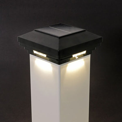 Solar-powered outdoor light on a dark background