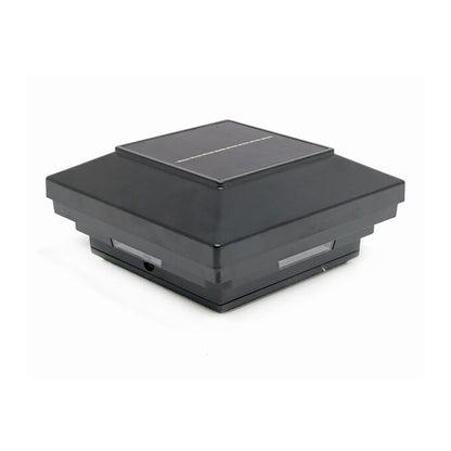 Black solar light fixture on a white background