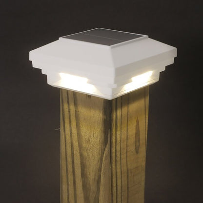 3½ in x 3½ in. (4 in. x 4 in. Wood) White Solar Post Cap Light - White LED