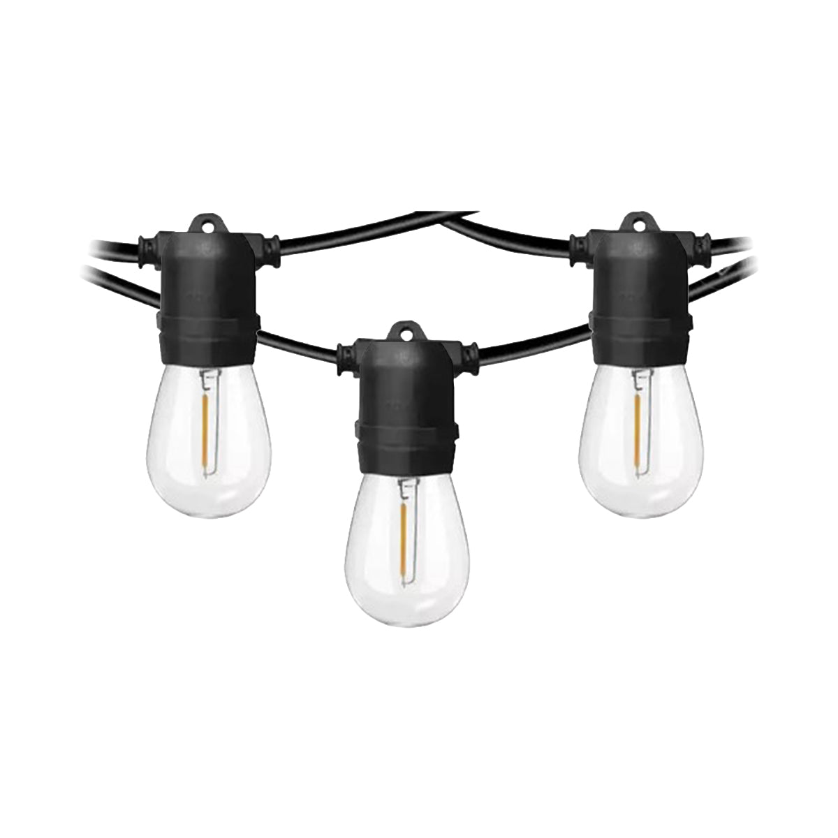 Solar gazebo and pergola string light bulbs on a black cord, close-up